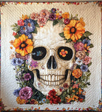 Vibrant Skull Quilted Blanket printed blanket