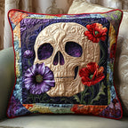 Vibrant Skull Quilted Cushion Cover printed cushion cover
