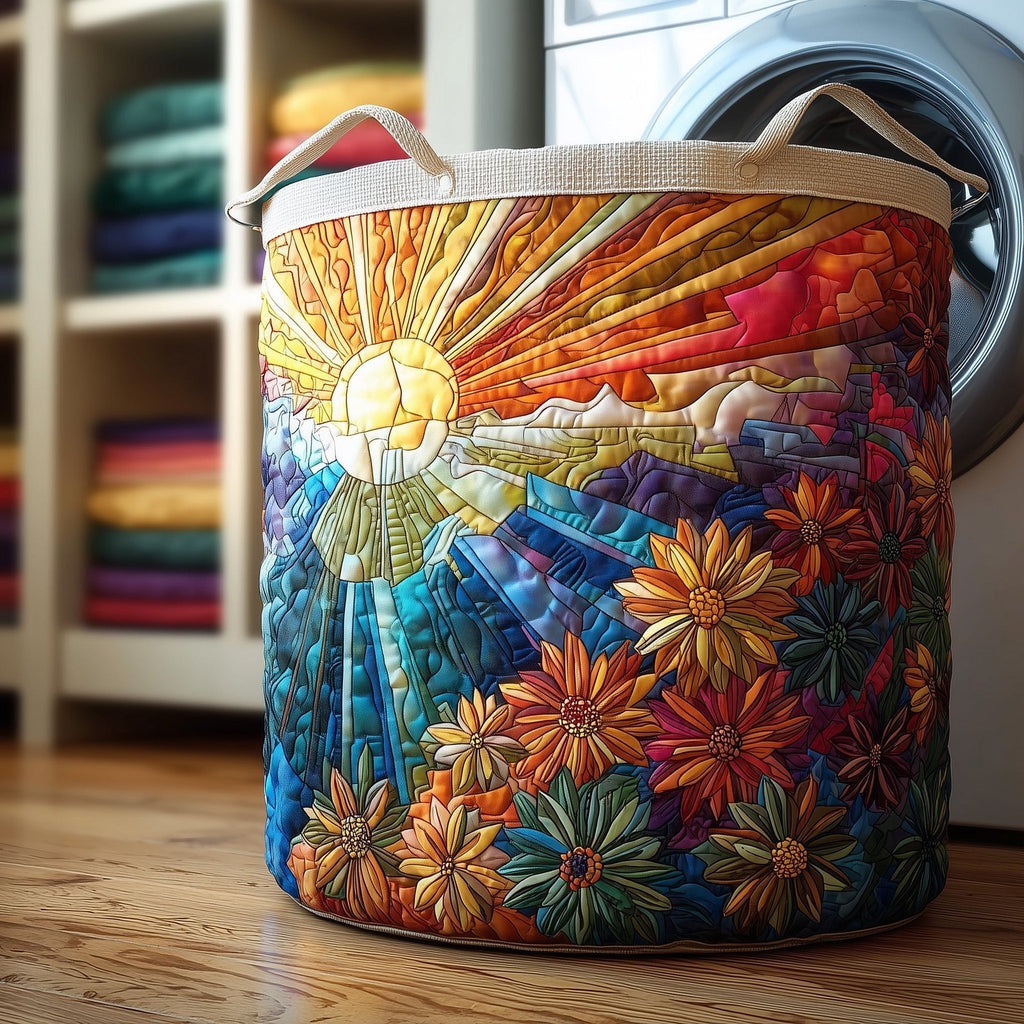 Vibrant Sun Quilted Laundry Hamper printed laundry hamper