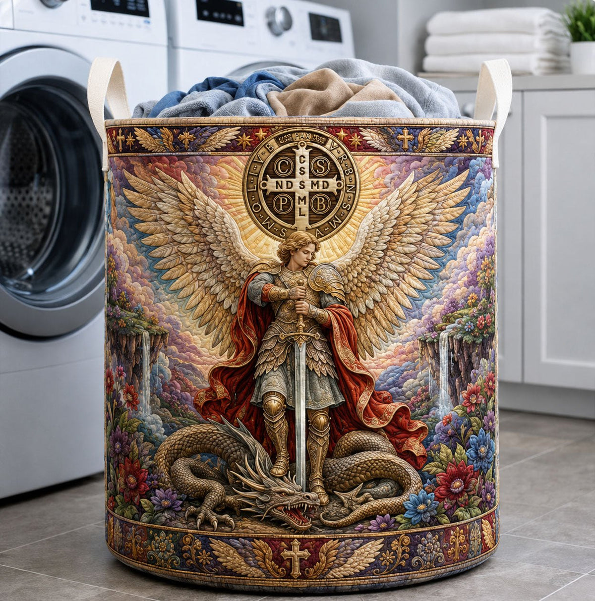 Victory Over Darkness Quilted Laundry Hamper printed laundry hamper