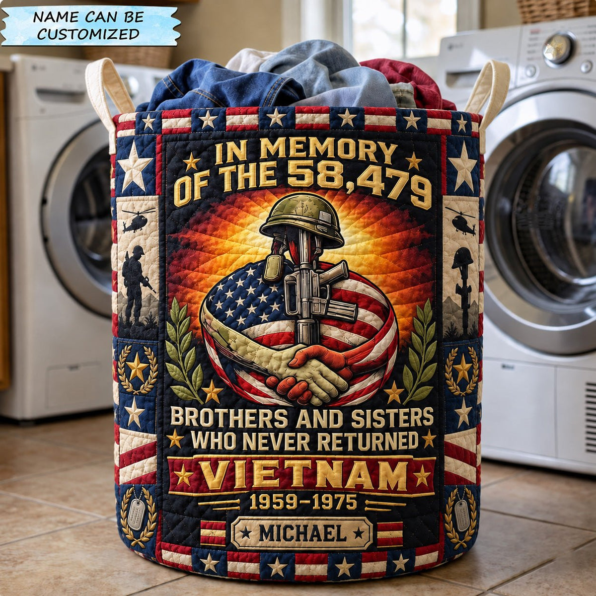 Vietnam Veterans Memorial Quilted Laundry Hamper QTCUZ printed laundry hamper