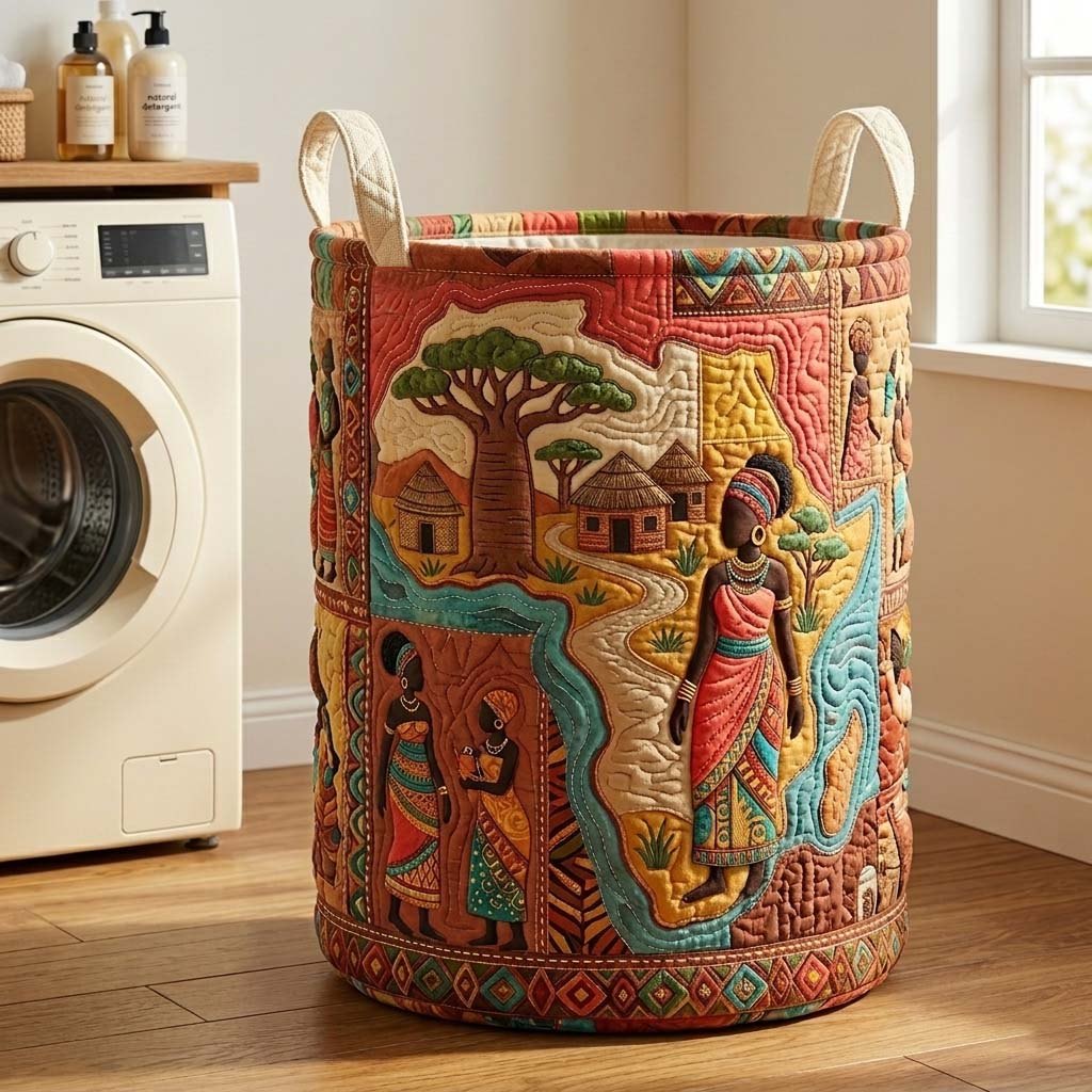 Village Harmony Quilted Laundry Hamper printed laundry hamper