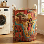 Village Harmony Quilted Laundry Hamper printed laundry hamper