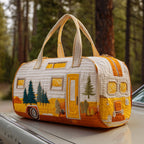 Vintage Camping Trailer Quilted Duffle Bag printed duffle bag