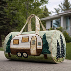 Vintage Camping Trailer Quilted Duffle Bag printed duffle bag