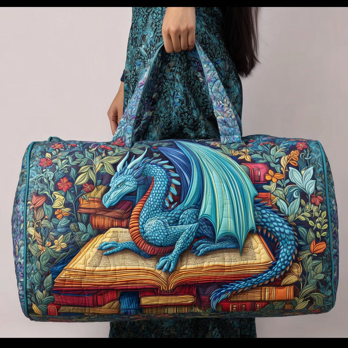 Vintage Dragon Quilted Duffle Bag printed duffle bag