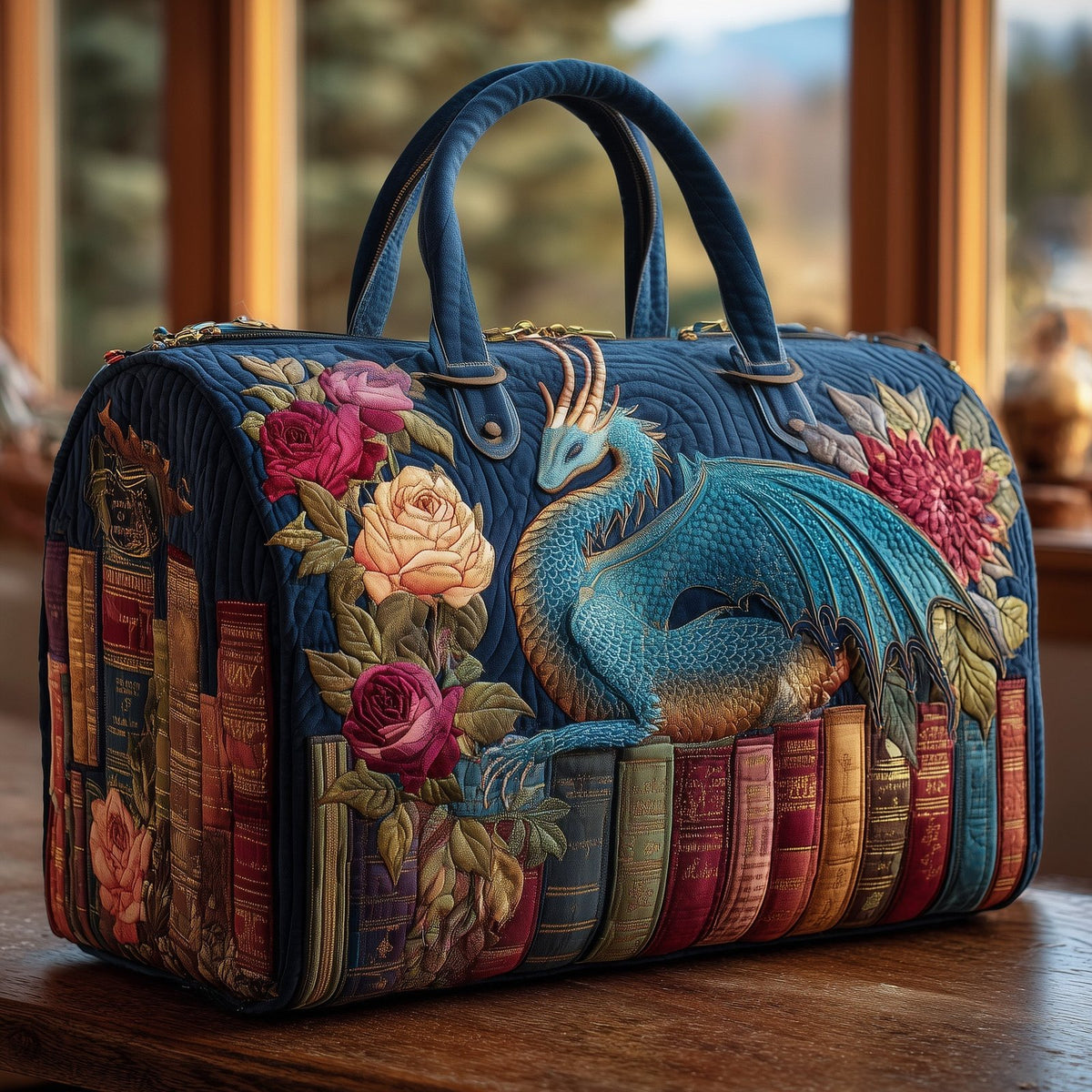 Vintage Dragon Quilted Duffle Bag printed duffle bag