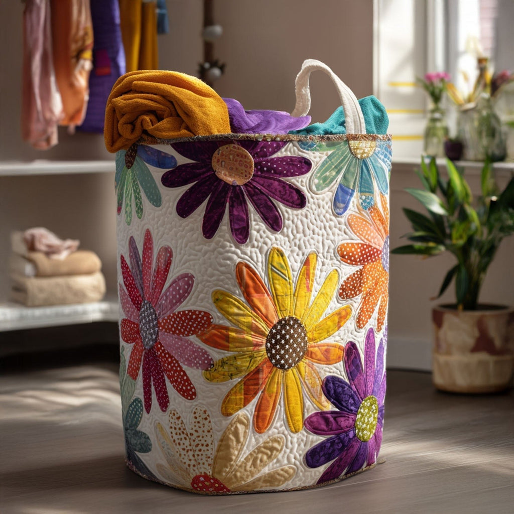 Vintage Garden Quilted Laundry Hamper printed laundry hamper