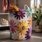 Vintage Garden Quilted Laundry Hamper printed laundry hamper