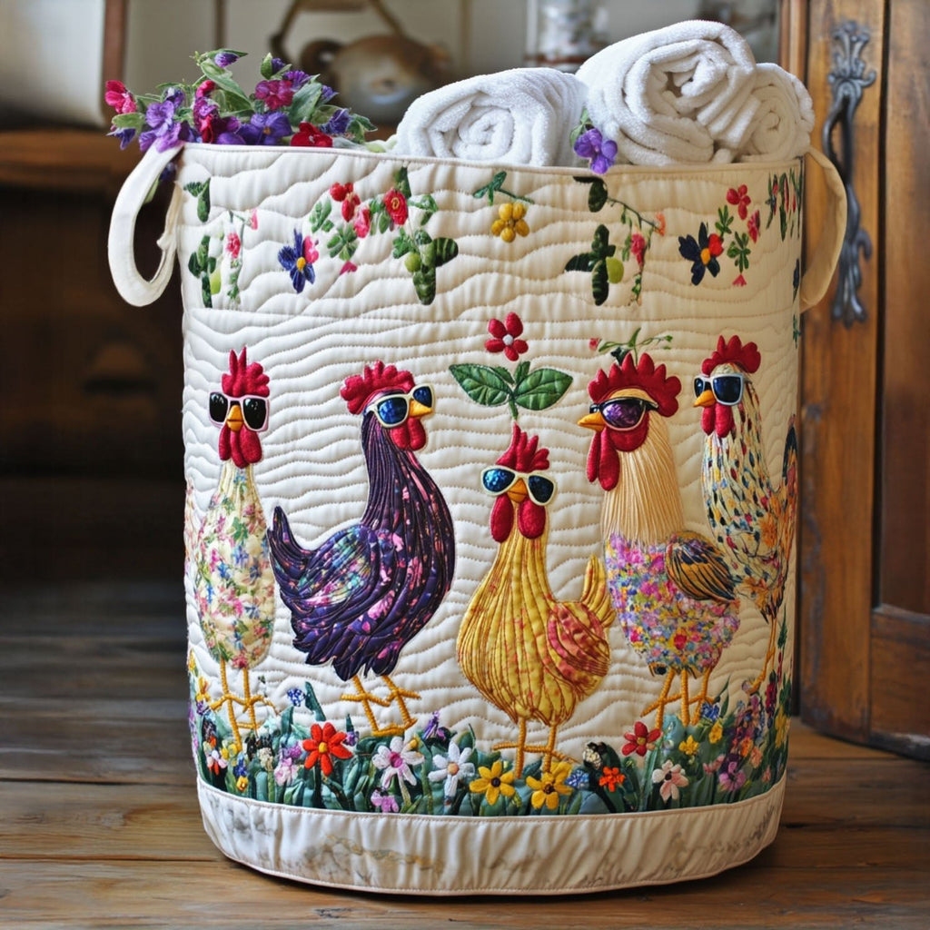 Vintage Hatchlings Quilted Laundry Hamper printed laundry hamper
