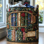 Vintage Library Quilted Laundry Hamper printed laundry hamper