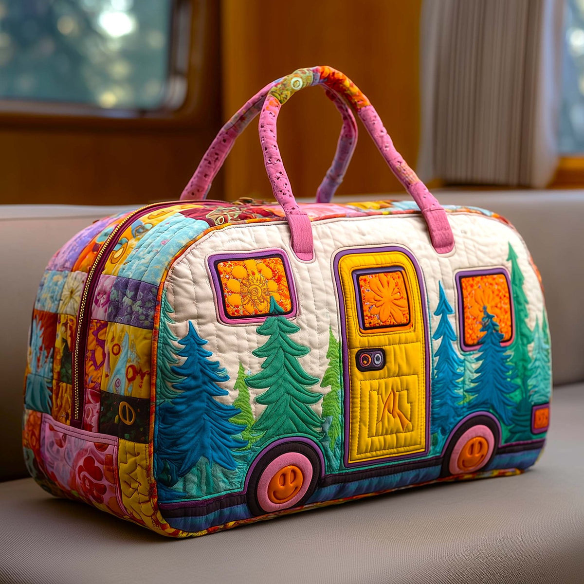 Vintage Roam Quilted Duffle Bag printed duffle bag