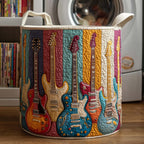 Vintage Strings Quilted Laundry Hamper printed laundry hamper
