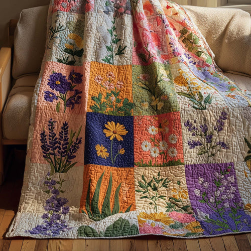 Vintage Wildflower Quilted Blanket