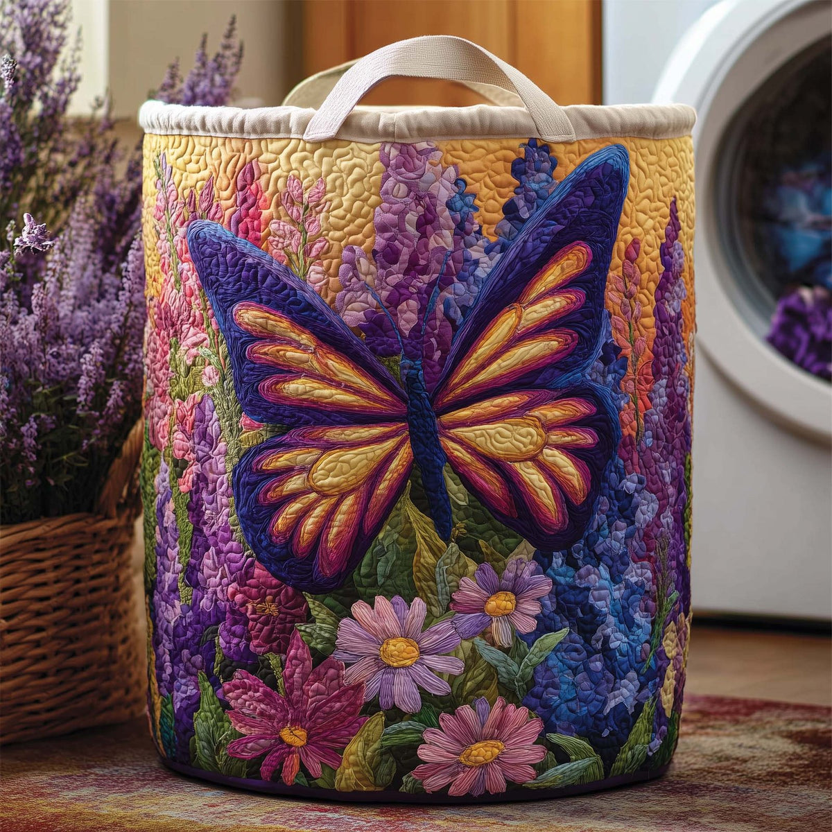 Violet Wings Quilted Laundry Hamper printed laundry hamper