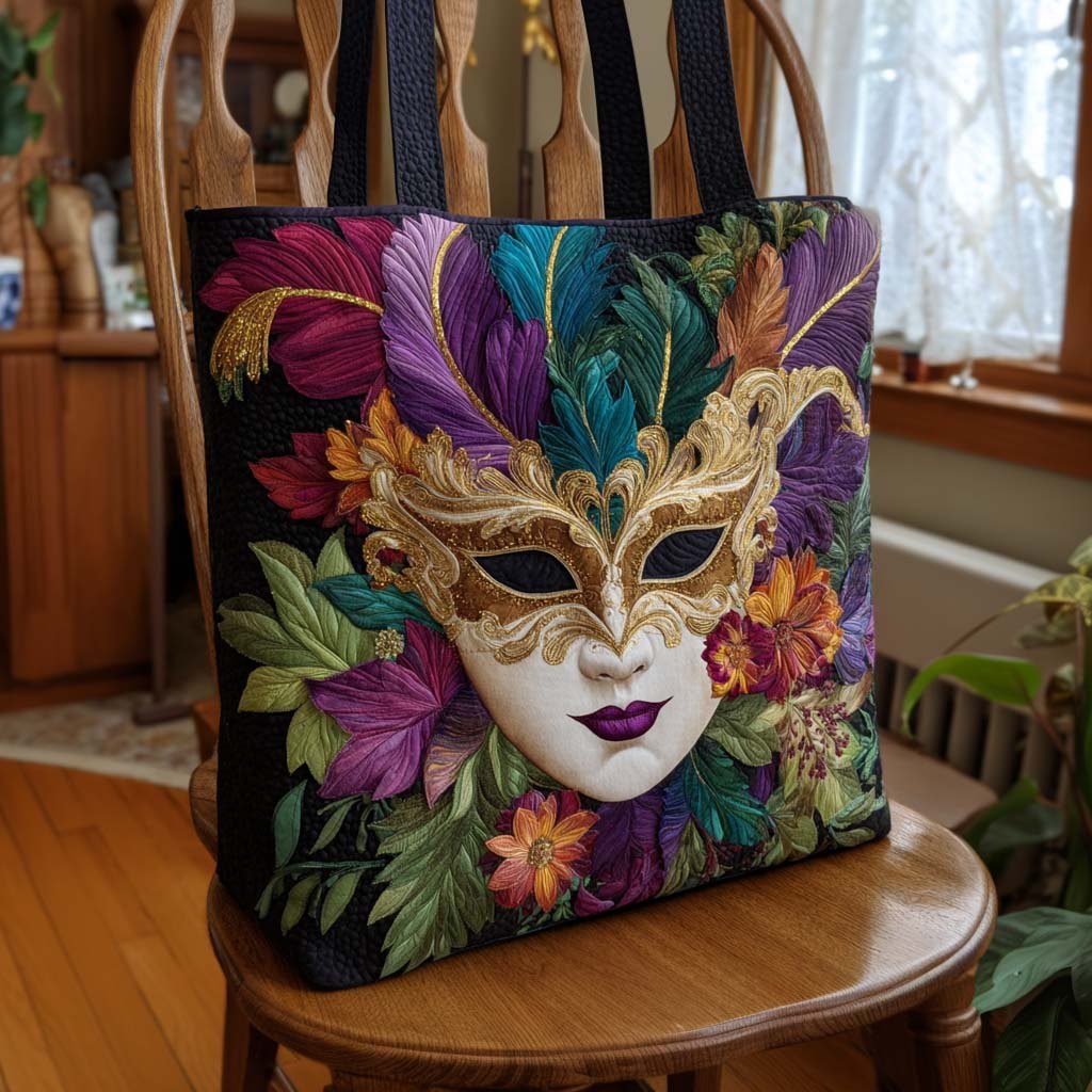 Vivid Carnival Quilted Tote Bag printed quilted tote bag