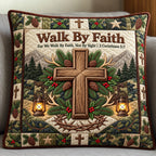 Walk By Faith Quilted Cushion Cover printed cushion cover