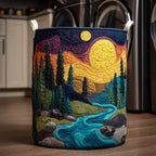 Wave Crest Quilted Laundry Hamper printed laundry hamper