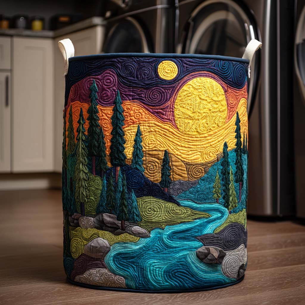 Wave Crest Quilted Laundry Hamper printed laundry hamper