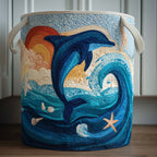Wave Dolphin Quilted Laundry Hamper printed laundry hamper