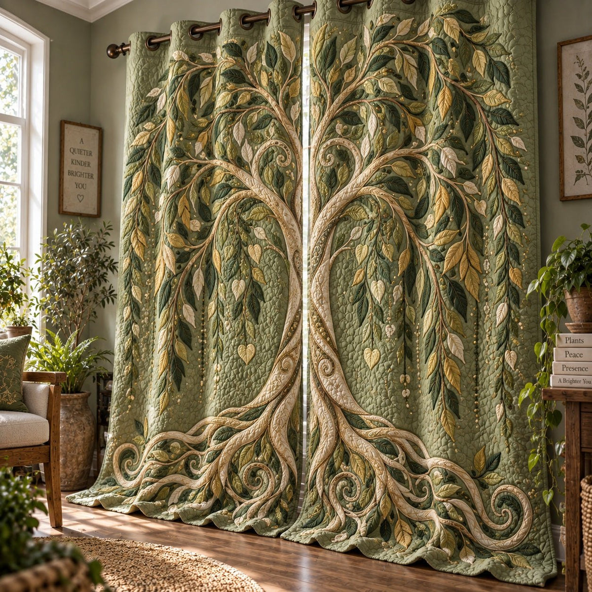 Weeping Willow Aura Quilted Curtains printed door curtain