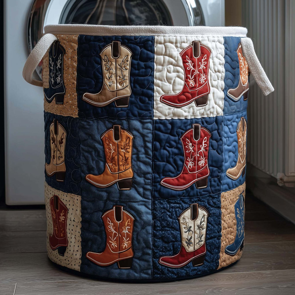 Western Boots Quilted Laundry Hamper printed laundry hamper
