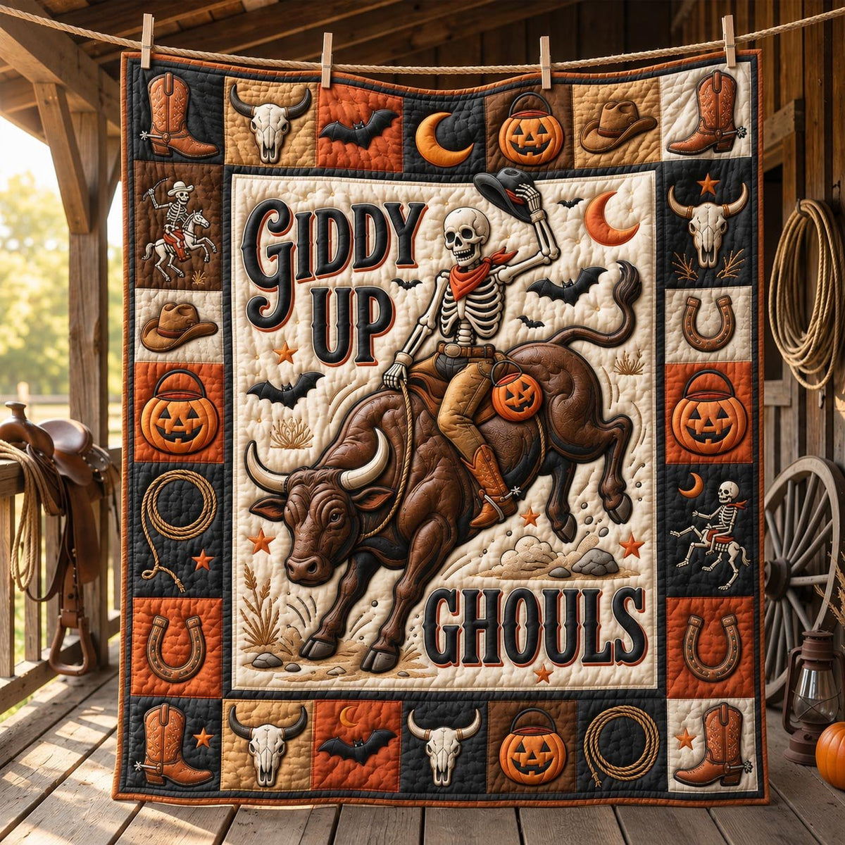 Western Cowboy Quilted Blanket printed blanket