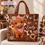 Western Cowgirl Cow Quilted Tote Bag QTCUZ printed tote bag