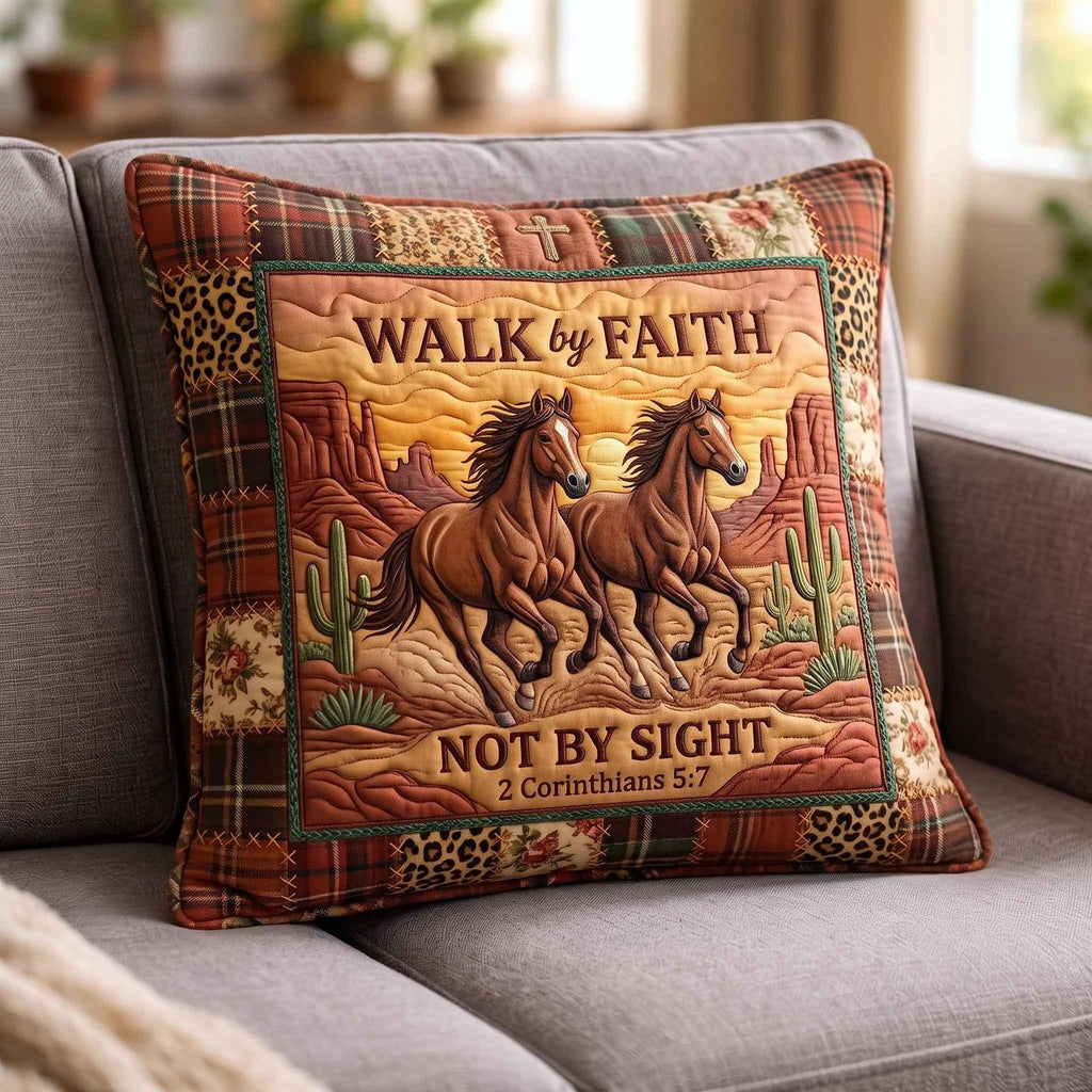 Western Grace Quilted Pillow Case printed quilted cushion cover