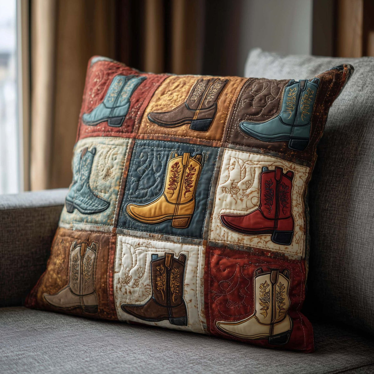 Western Mesa Quilted Cushion Cover printed cushion cover