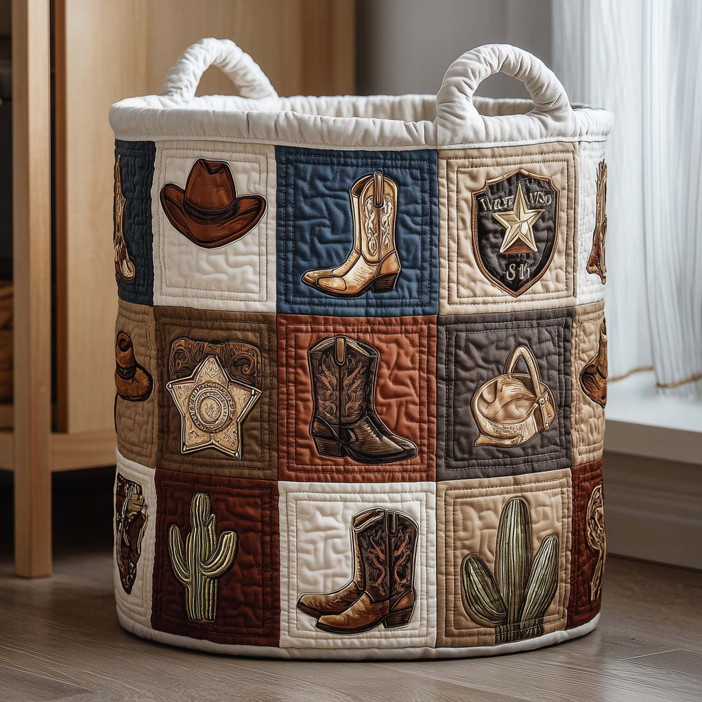 Western Patchwork Quilted Laundry Hamper printed laundry hamper