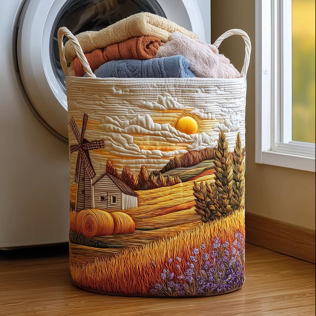 Wheat Dream Quilted Laundry Hamper printed laundry hamper