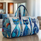 Whimsical Cat Quilted Duffle Bag printed duffle bag
