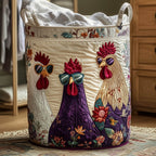 Whimsical Chicken Quilted Laundry Hamper printed laundry hamper