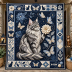 Whimsical Kitten Butterfly Quilted Blanket printed blanket