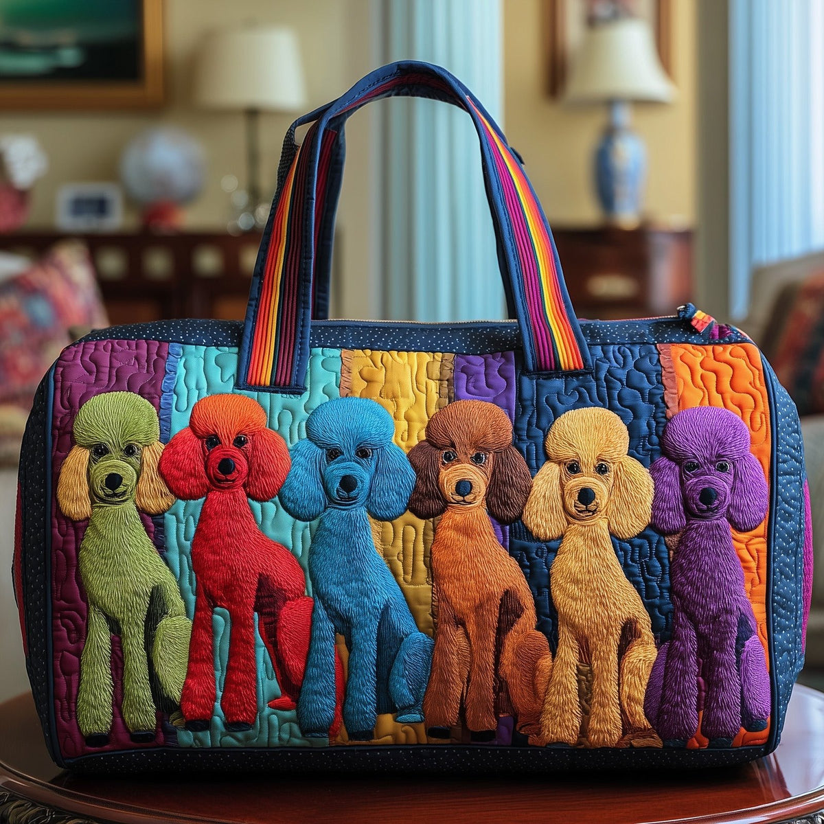 Whimsical Poodle Quilted Duffle Bag printed duffle bag