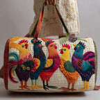 Whimsical Roosters Quilted Duffle Bag printed duffle bag