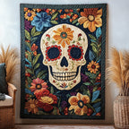 Whimsical Skull Quilted Blanket printed blanket