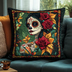Whimsical Skull Quilted Cushion Cover printed cushion cover