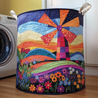 Whimsical Windmill Quilted Laundry Hamper printed laundry hamper