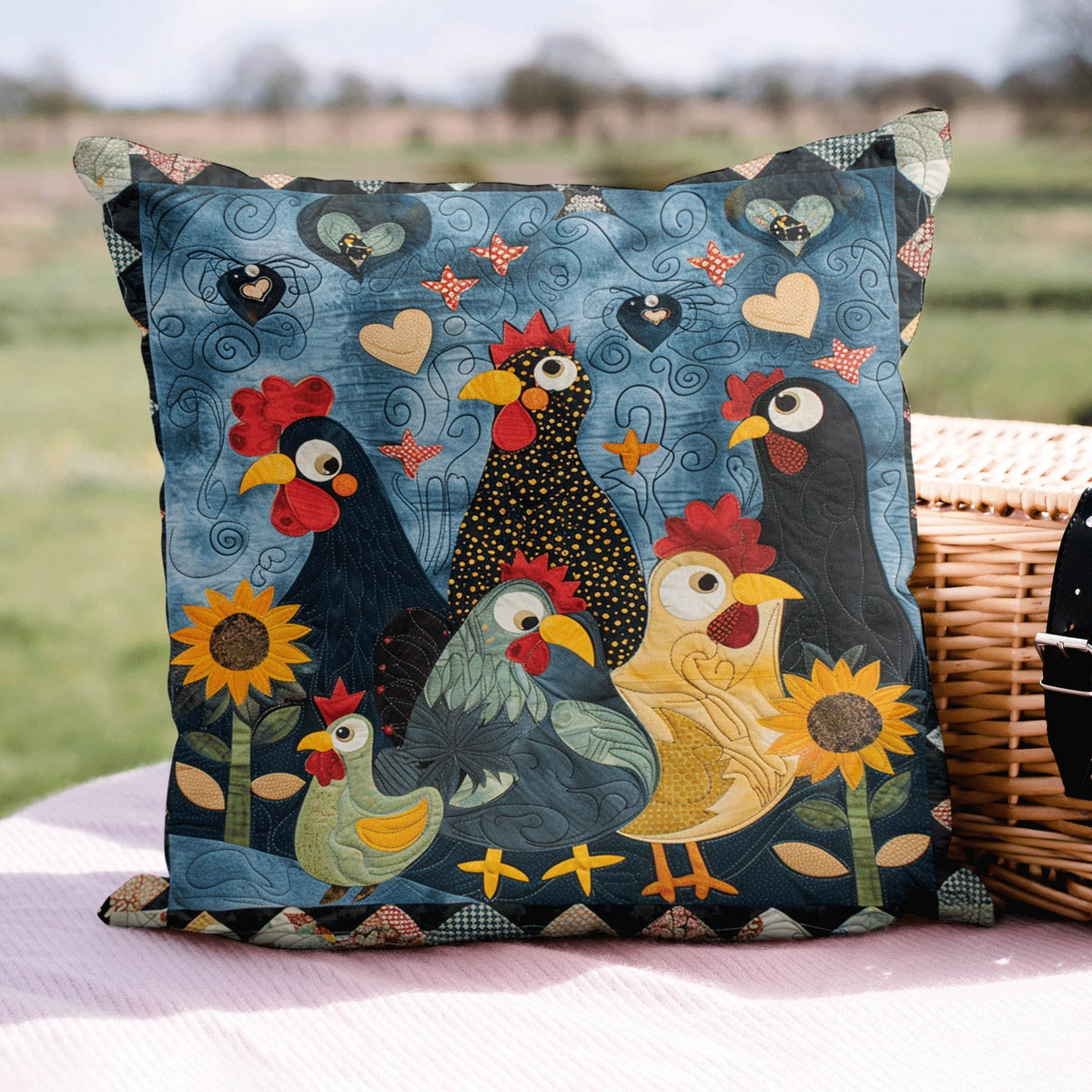 Whimsy Night Farm Quilted Cushion Cover printed cushion cover