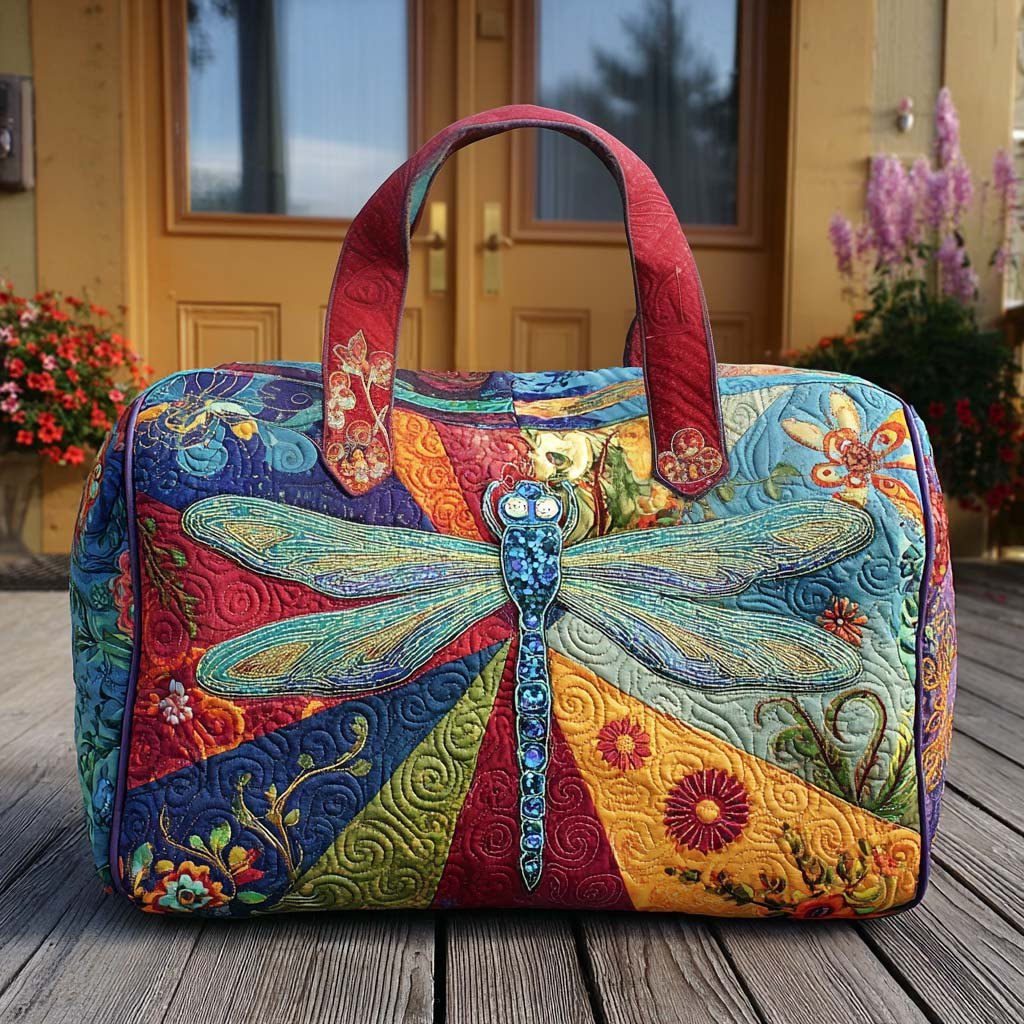 Whimsy Wings Quilted Duffle Bag printed quilted duffle bag