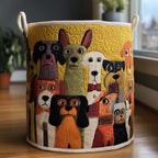 Whimsy Woofs Quilted Laundry Hamper printed laundry hamper