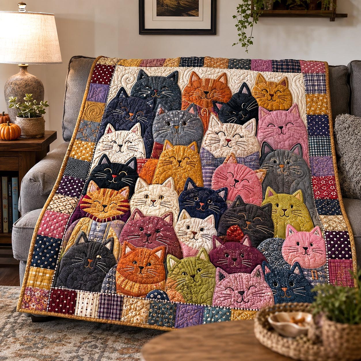 Whisker Crew Quilted Blanket printed quilt blanket