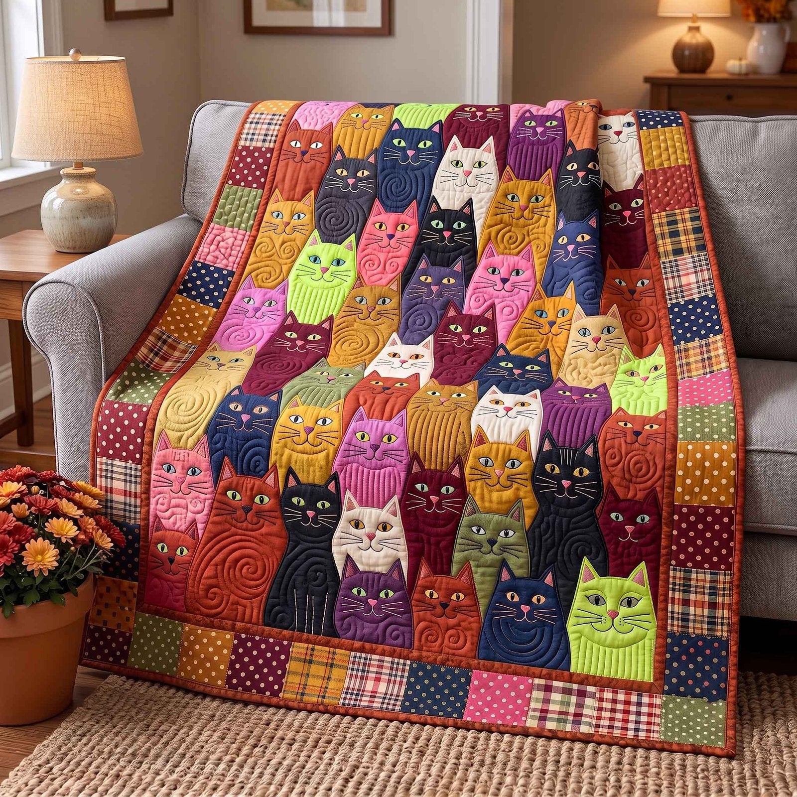 Whisker Crew Quilted Blanket printed quilt blanket