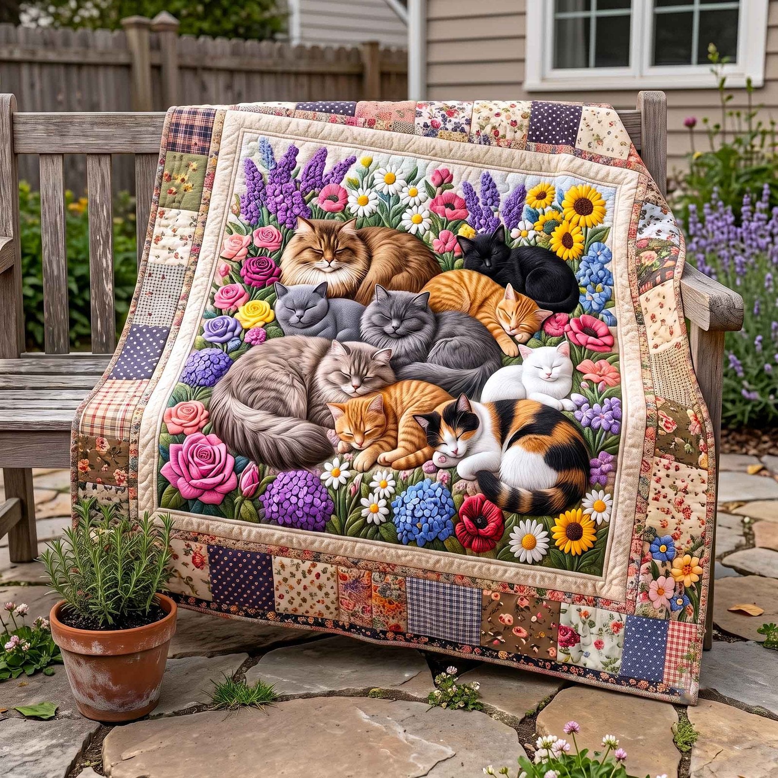 Whisker Crew Quilted Blanket printed quilt blanket