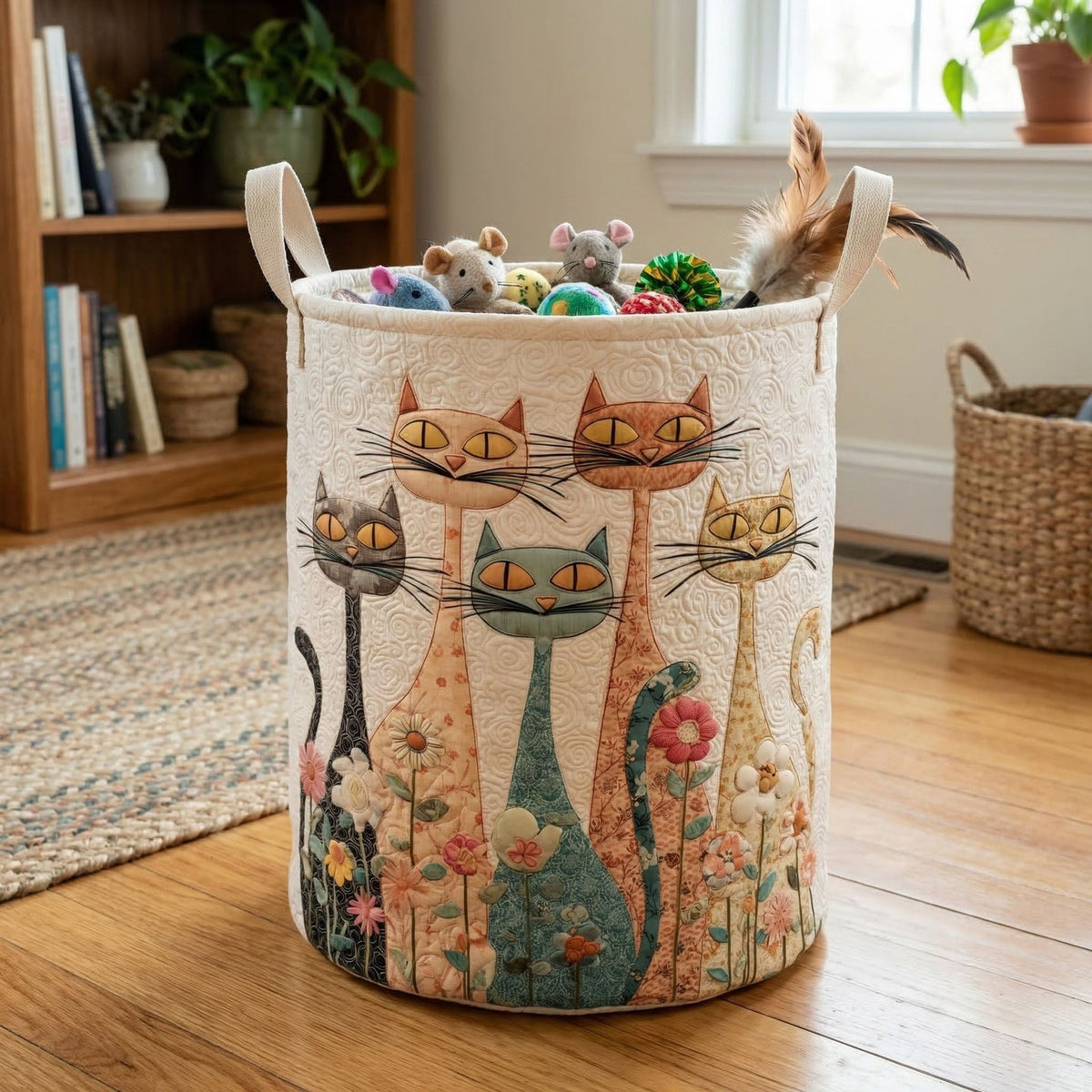 Whisker Garden Party Quilted Laundry Hamper printed laundry hamper