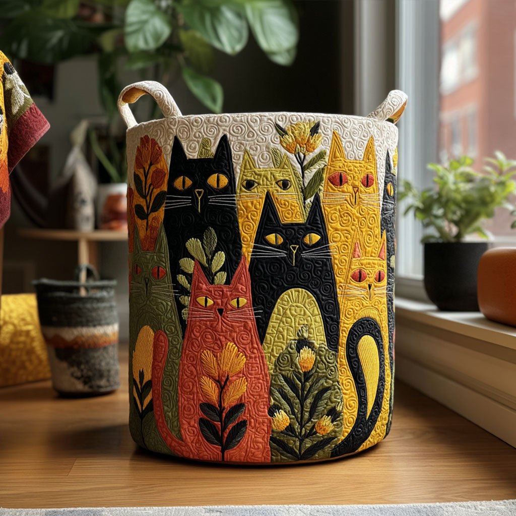 Whisker Patch Quilted Laundry Hamper printed laundry hamper