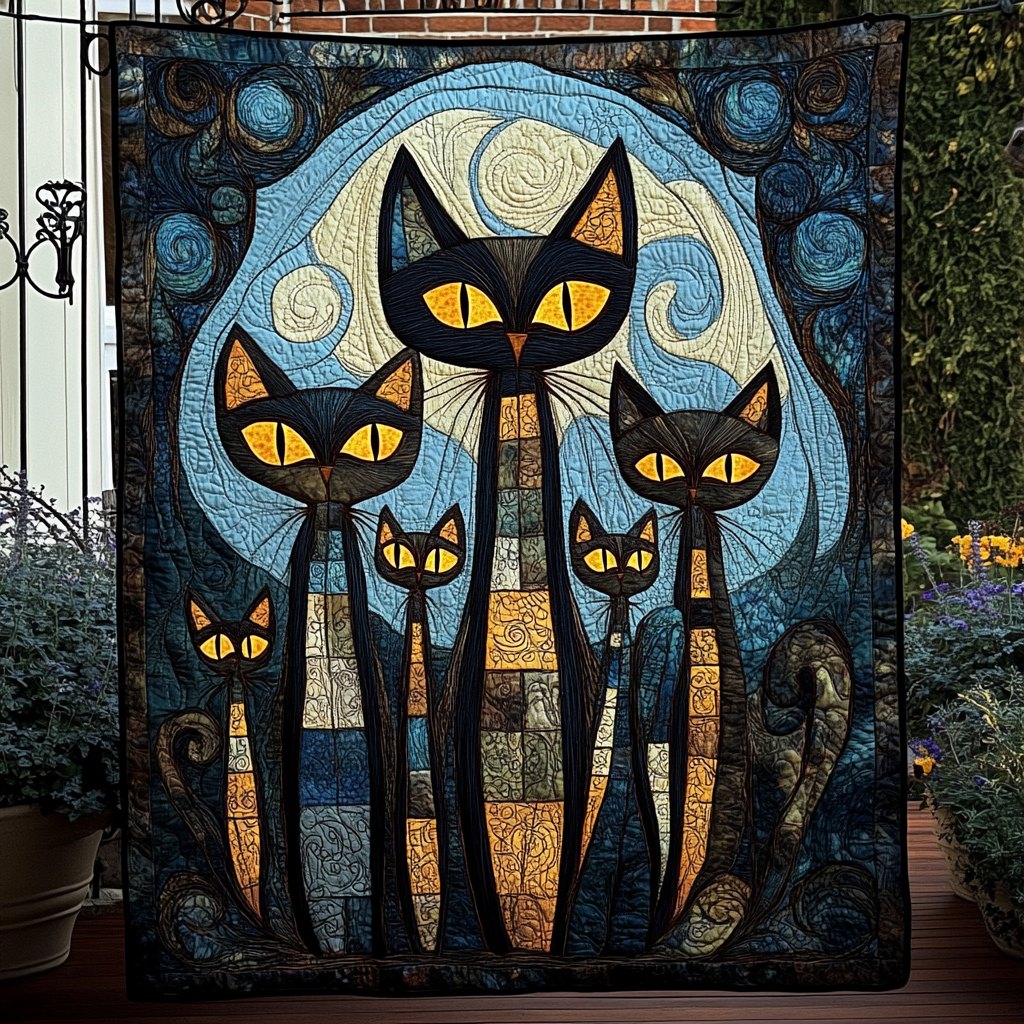 Whisker Whimsy Quilted Blanket printed blanket