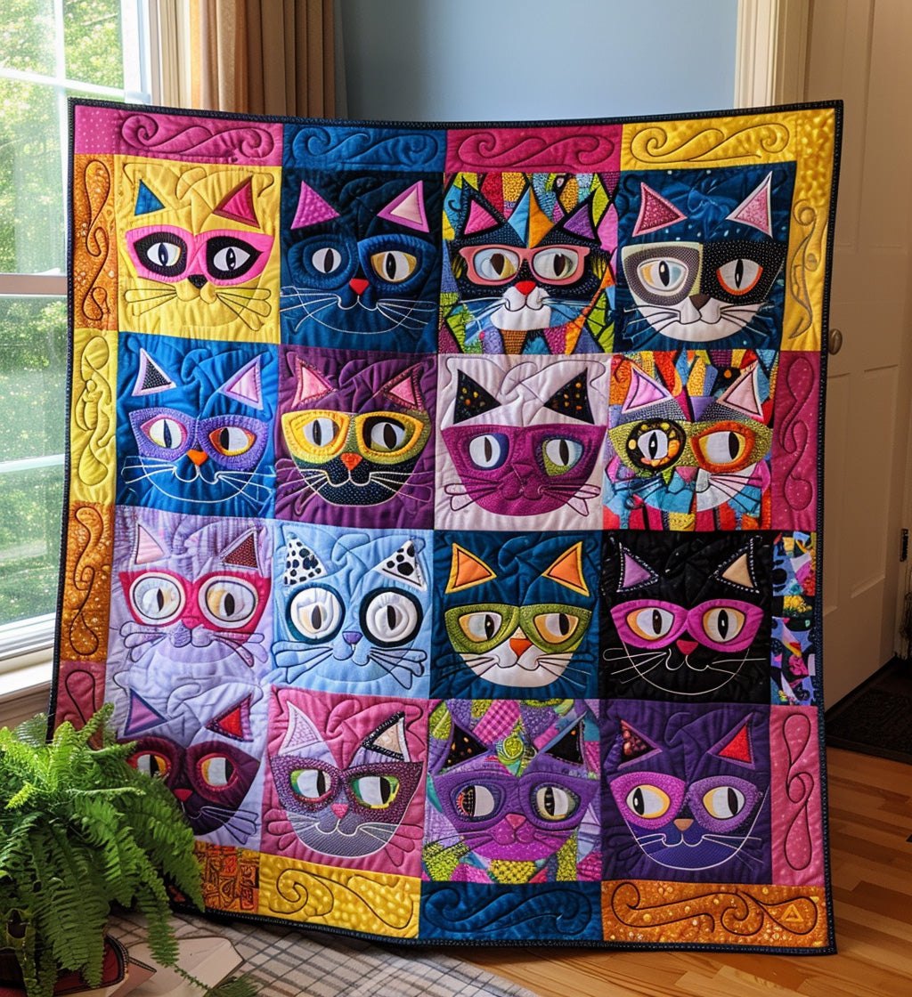 Whisker Whimsy Quilted Blanket printed blanket